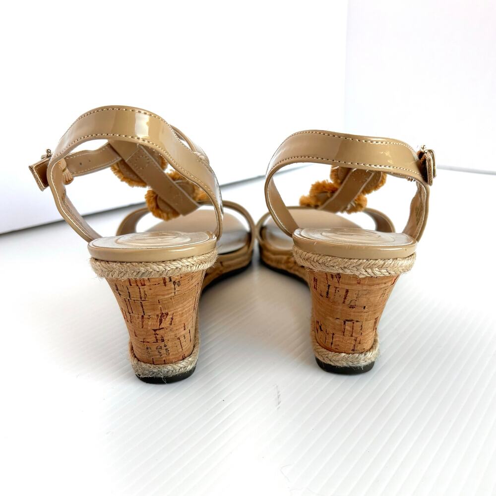 Etienne Aigner Tan and Yellow Floral Wedge Sandals - Picture 2 of 8